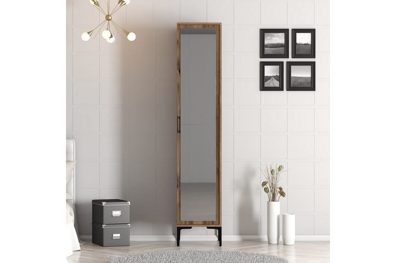 Kumsal Garderobeskap 40 cm i Tre og Glass - Brun - Oppbevaring - Klesoppbevaring - Garderober & garderobesystem