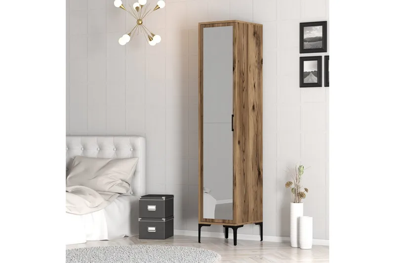 Kumsal Garderobeskap 40 cm i Tre og Glass - Brun - Oppbevaring - Klesoppbevaring - Garderober & garderobesystem
