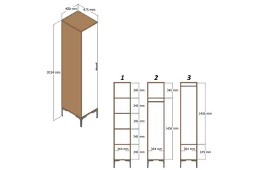 Kumsal Garderobeskap 40 cm i Tre og Glass - Brun - Oppbevaring - Klesoppbevaring - Garderober & garderobesystem