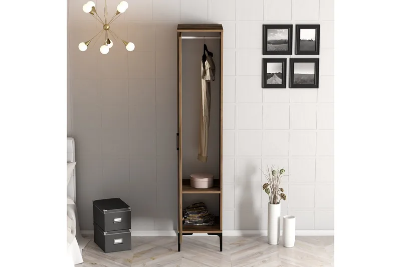 Kumsal Garderobeskap 40 cm i Tre og Glass - Brun - Oppbevaring - Klesoppbevaring - Garderober & garderobesystem