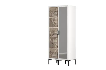 Kumsal Garderobeskap med Speil 80 cm i Tre - Hvit - Oppbevaring - Klesoppbevaring - Garderober & garderobesystem