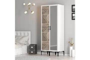 Kumsal Garderobeskap med Speil 80 cm i Tre - Hvit - Oppbevaring - Klesoppbevaring - Garderober & garderobesystem
