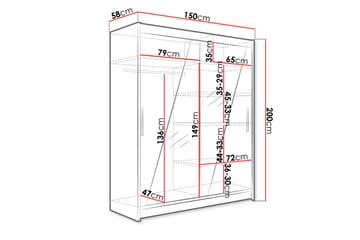 Leila Garderobe + LED - Hvit - Oppbevaring - Klesoppbevaring - Garderober & garderobesystem