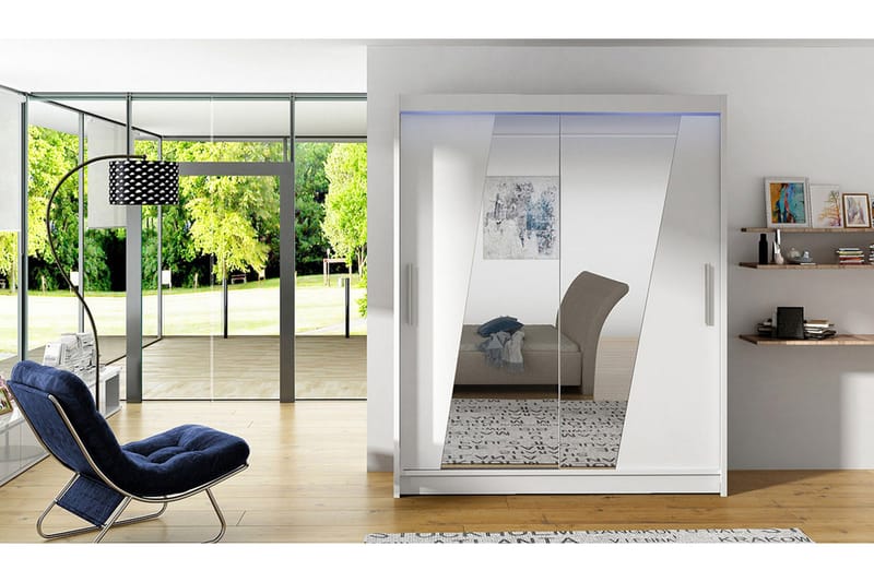 Leila Garderobe + LED - Hvit - Oppbevaring - Klesoppbevaring - Garderober & garderobesystem - Garderobeskap & klesskap