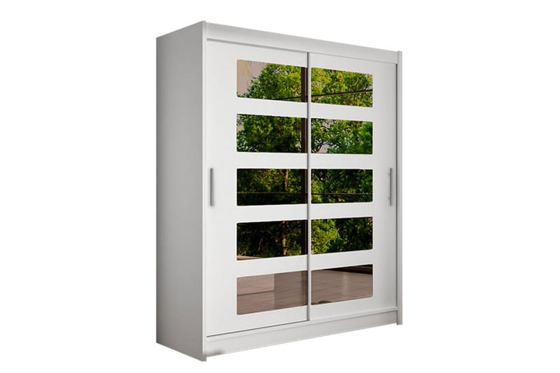 Leila Garderobe 150 cm Skyvedører Delt Speil - Hvit - Oppbevaring - Klesoppbevaring - Garderober & garderobesystem