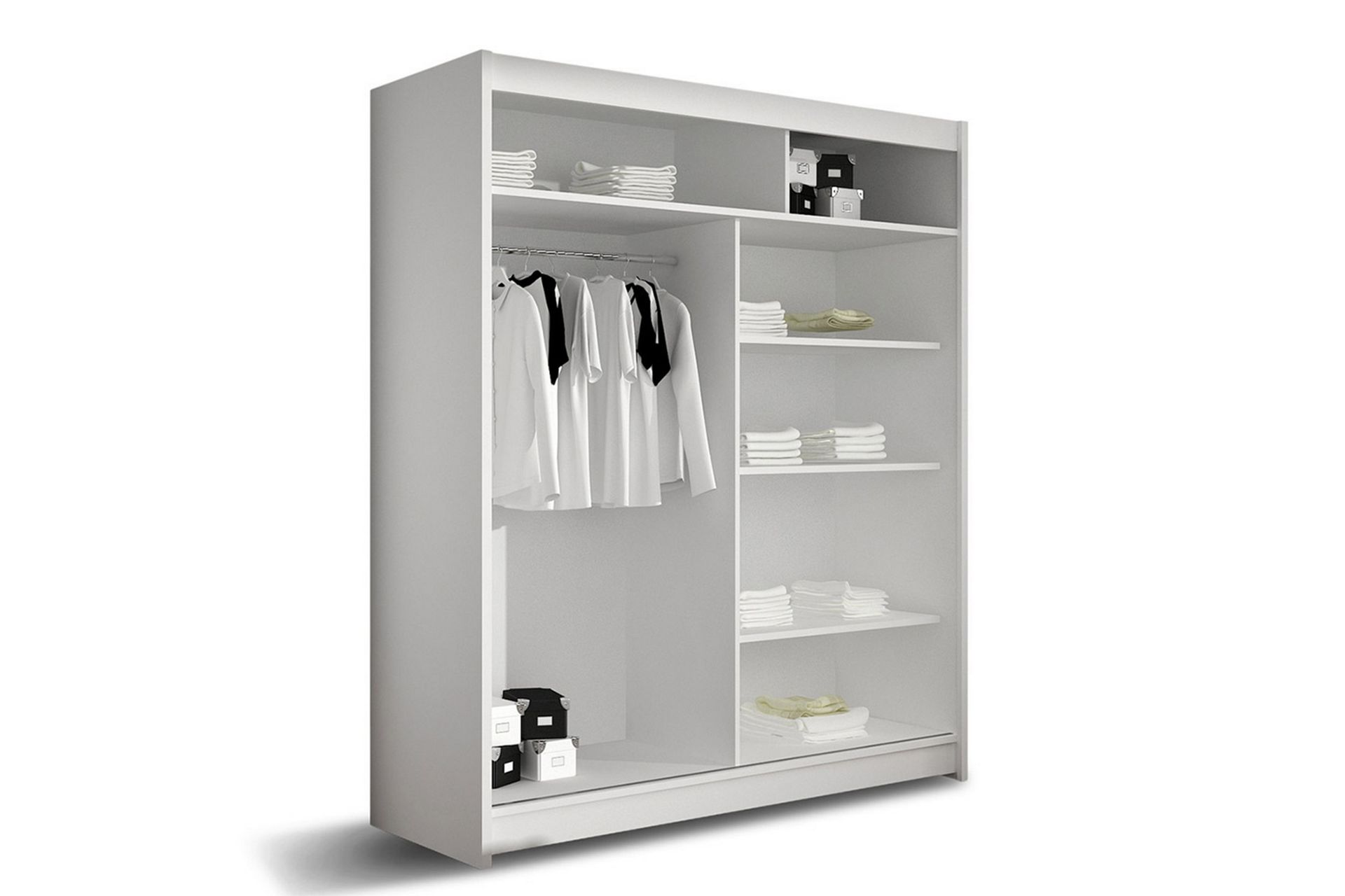 Leila Garderobe 150 cm Skyvedører Delt Speil - Lys Eik - Oppbevaring - Klesoppbevaring - Garderober & garderobesystem