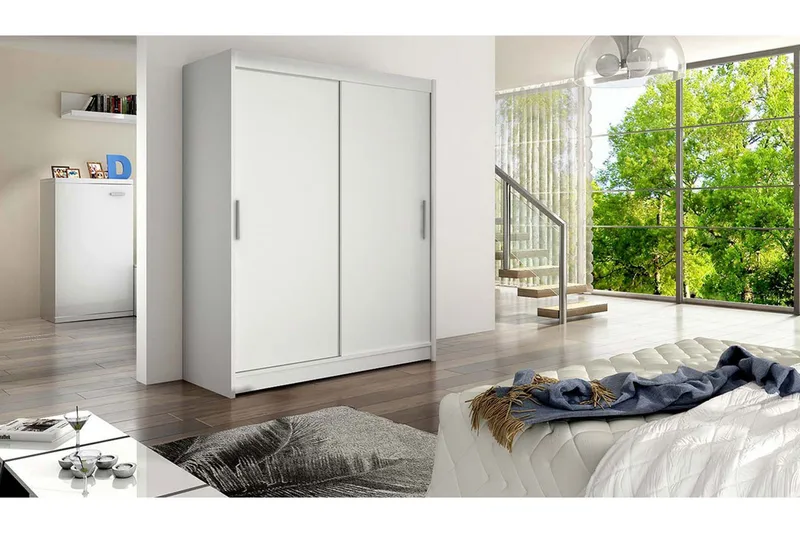 Leila Garderobe 150 cm Skyvedører - Hvit - Oppbevaring - Klesoppbevaring - Garderober & garderobesystem