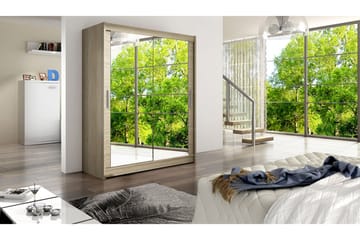 Leila Garderobe 150 cm Skyvedører Speil - Eik - Oppbevaring - Klesoppbevaring - Garderober & garderobesystem