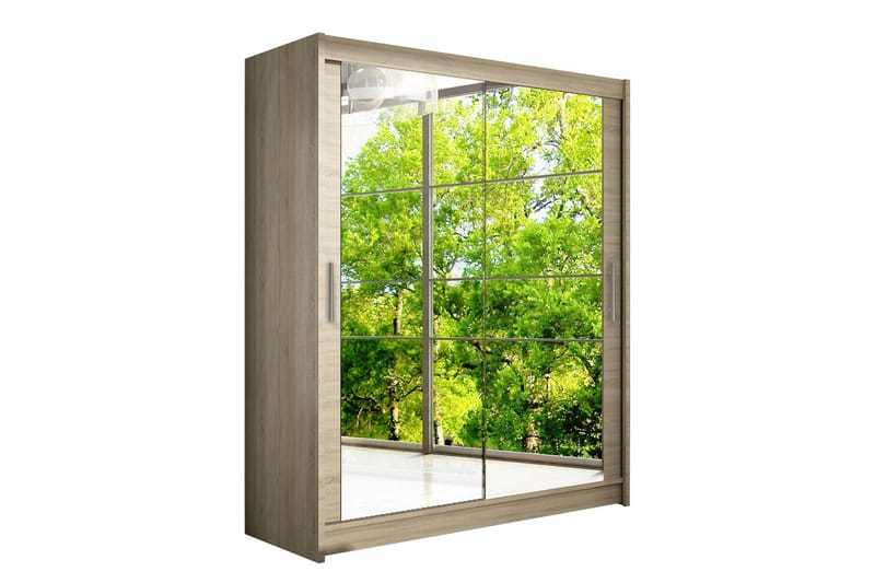 Leila Garderobe 150 cm Skyvedører Speil - Eik - Oppbevaring - Klesoppbevaring - Garderober & garderobesystem
