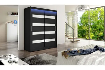 Leila Garderobe 150x200 cm - Svart - Oppbevaring - Klesoppbevaring - Garderober & garderobesystem