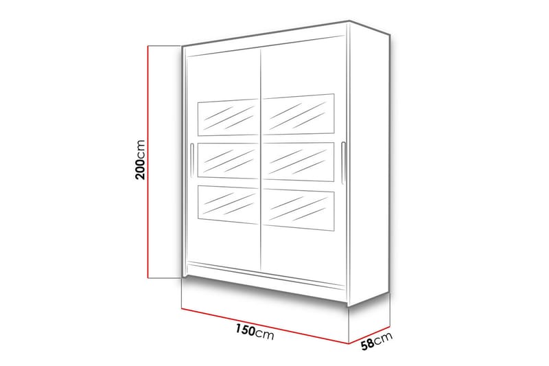 Leila Garderobe med Speil 150x200 cm - Beige - Oppbevaring - Klesoppbevaring - Garderober & garderobesystem