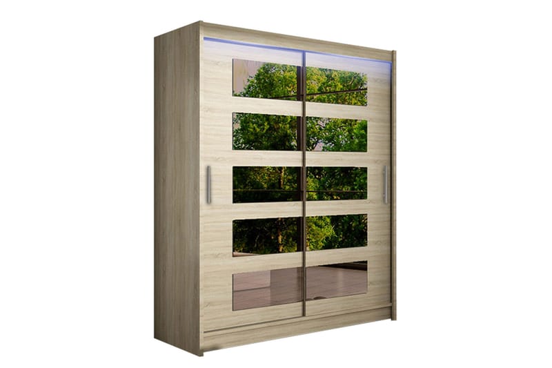 Leila Garderobe med Speil 150x200 cm - Beige - Oppbevaring - Klesoppbevaring - Garderober & garderobesystem