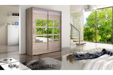 Leila Garderobe med Speil 150x200 cm - Beige - Oppbevaring - Klesoppbevaring - Garderober & garderobesystem