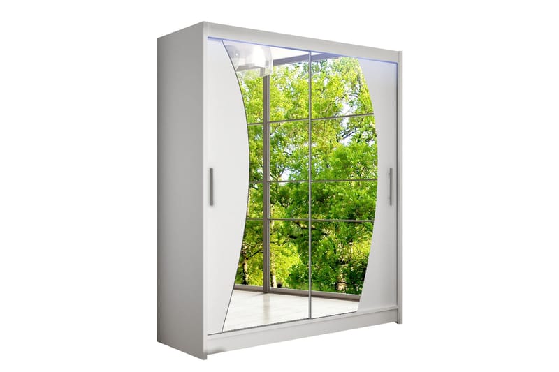 Leila Garderobe med Speil 150x200 cm, Hvit