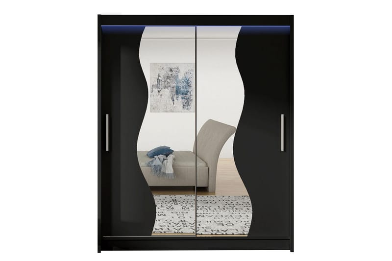 Leila Garderobe med Speil 150x200 cm, Svart