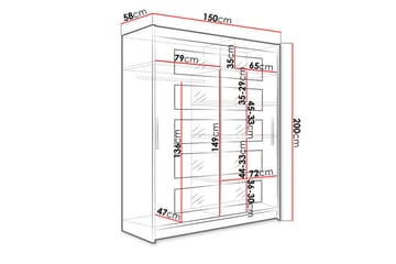 Leila Garderobe Skyvedører 5-Delt Speil - Eik - Oppbevaring - Klesoppbevaring - Garderober & garderobesystem