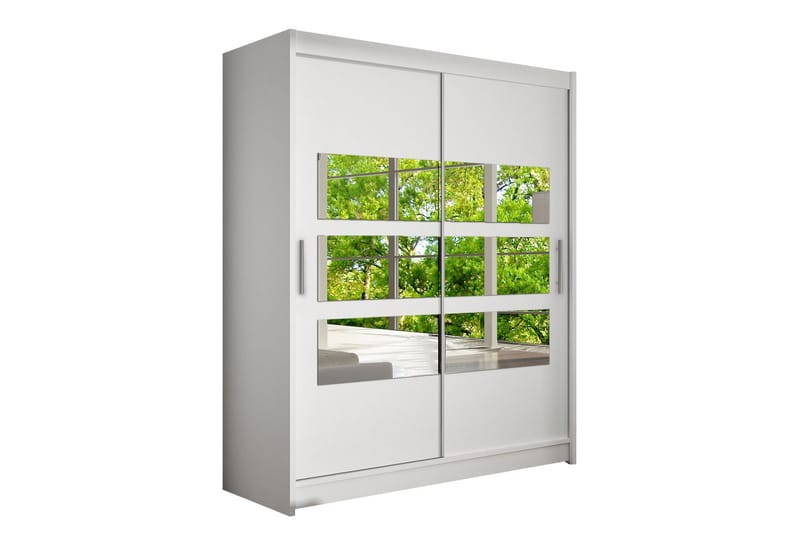 Leila Garderobe Skyvedører Delt Speil - Hvit - Oppbevaring - Klesoppbevaring - Garderober & garderobesystem