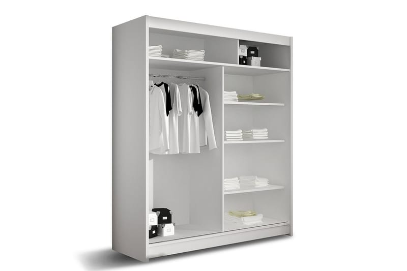 Leila Garderobe Skyvedører Smaltt Speil - Hvit - Oppbevaring - Klesoppbevaring - Garderober & garderobesystem