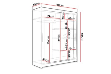 Leila Garderobe Skyvedører Speil - Hvit - Oppbevaring - Klesoppbevaring - Garderober & garderobesystem