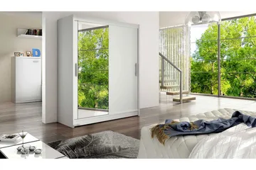 Leila Garderobe Skyvedører Speil - Hvit - Oppbevaring - Klesoppbevaring - Garderober & garderobesystem