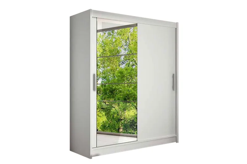 Leila Garderobe Skyvedører Speil - Hvit - Oppbevaring - Klesoppbevaring - Garderober & garderobesystem