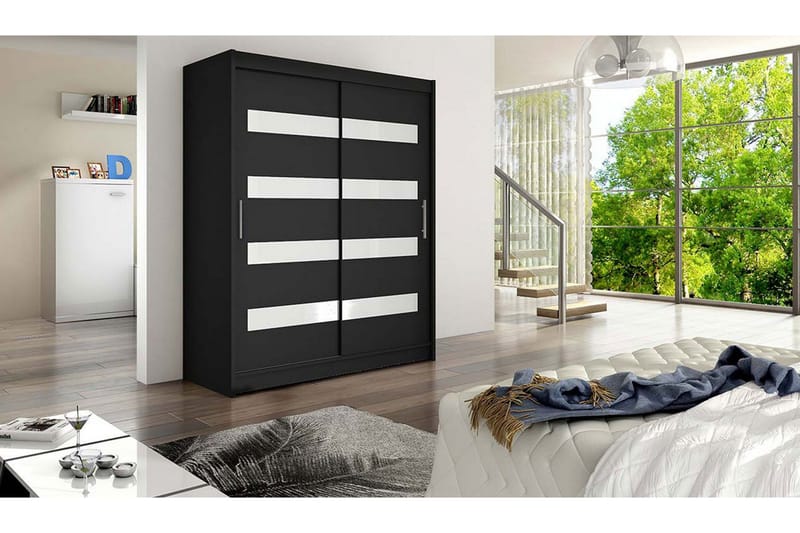 Leila Garderobe Smalt Skyvedører Smalt - Svart - Oppbevaring - Klesoppbevaring - Garderober & garderobesystem