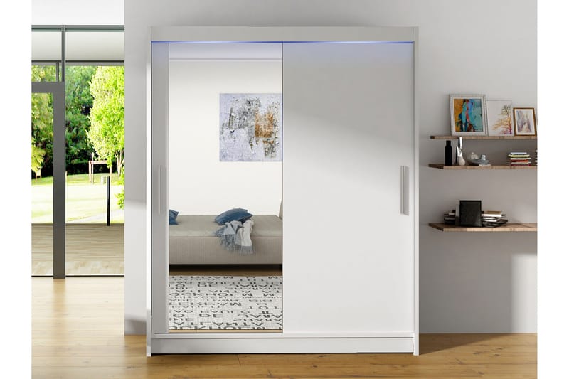 Leila Garderobeskap med Speil 150x200 cm - Hvit - Oppbevaring - Klesoppbevaring - Garderober & garderobesystem