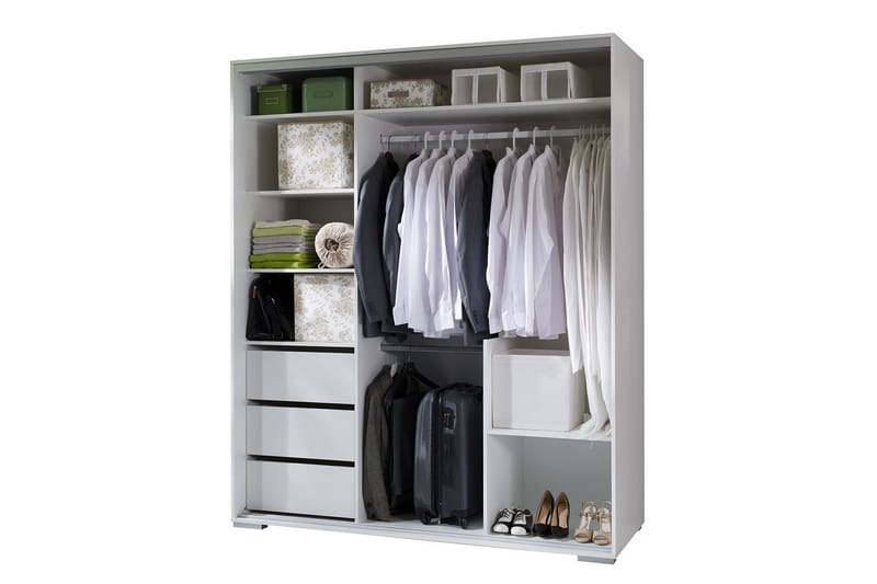 Leo Garderobe 180x66x217 cm - Hvit - Oppbevaring - Klesoppbevaring - Garderober & garderobesystem