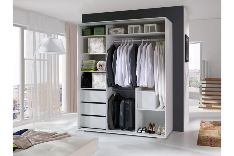 Leo Garderobe 180x66x217 cm - Hvit - Oppbevaring - Klesoppbevaring - Garderober & garderobesystem
