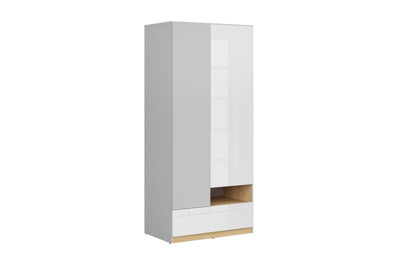 Leokkol Garderobe 55 cm - Lysegrå/Tre/Natur/Hvit - Oppbevaring - Klesoppbevaring - Garderober & garderobesystem