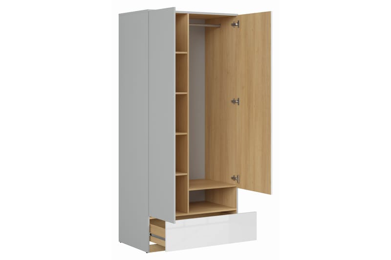 Leokkol Garderobe 55 cm - Lysegrå/Tre/Natur/Hvit - Oppbevaring - Klesoppbevaring - Garderober & garderobesystem