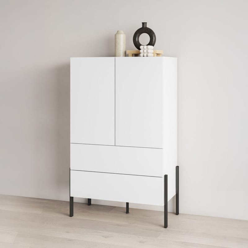 Linskap Jukon S 2 dører med 2 skuffer - Hvit supermat - Oppbevaring - Klesoppbevaring - Garderober & garderobesystem - Garderobeskap & klesskap