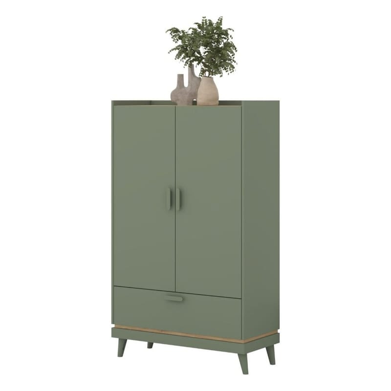 Linskap Scandi 2 dører 1 skuff - Falmet grønn - Oljet eik - Oppbevaring - Klesoppbevaring - Garderober & garderobesystem - Garderobeskap & klesskap