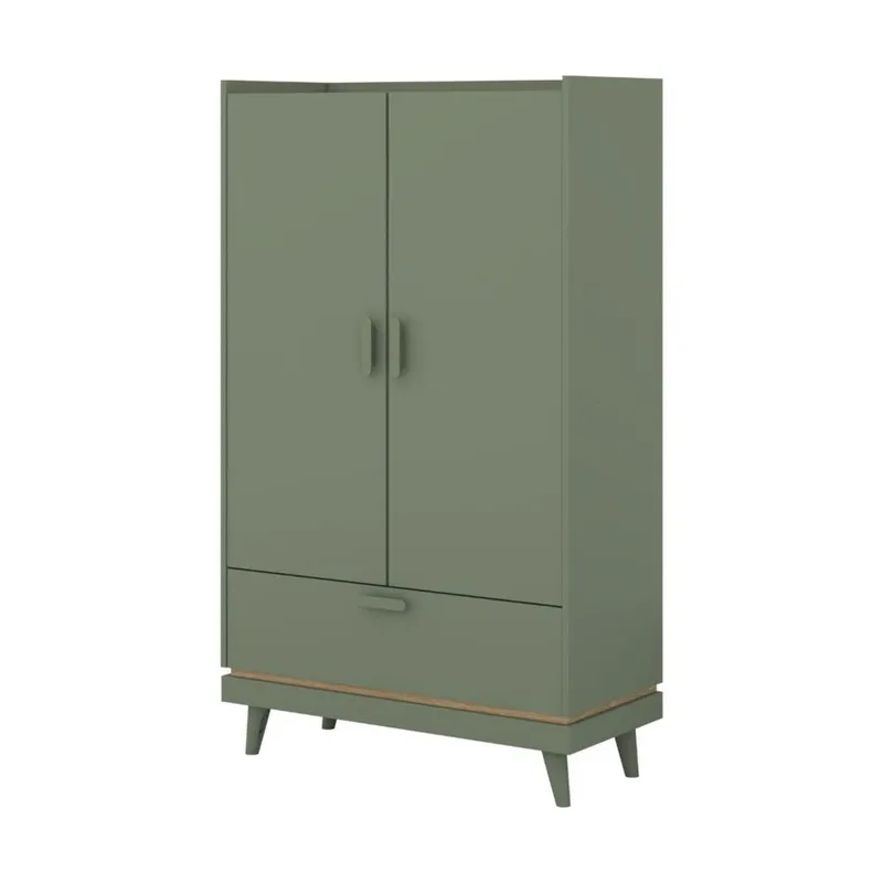Linskap Scandi 2 dører 1 skuff, Falmet grønn - Oljet eik
