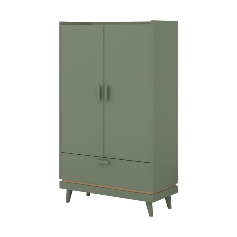 Linskap Scandi 2 dører 1 skuff, Falmet grønn - Oljet eik