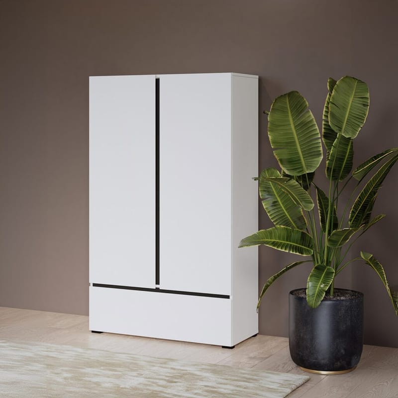 Lintøyskap Cross S 2 Dører 1 Skuff - Hvit - Oppbevaring - Klesoppbevaring - Garderober & garderobesystem - Garderobeskap & klesskap