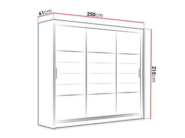 Lionel Garderobe med speil 250x215 cm - grafitt - Oppbevaring - Klesoppbevaring - Garderober & garderobesystem - Garderobeskap & klesskap