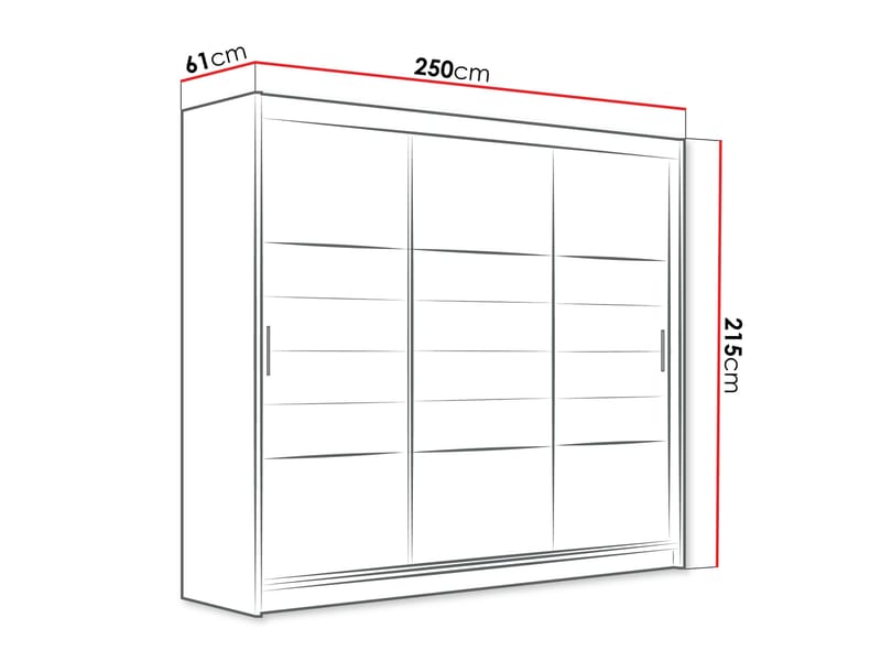 Lionel Garderobe med speil 250x215 cm - grafitt - Oppbevaring - Klesoppbevaring - Garderober & garderobesystem - Garderobeskap & klesskap
