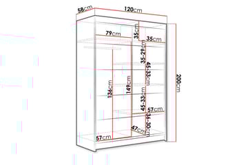 Liverpool Garderobe 120x200 cm - Beige - Oppbevaring - Klesoppbevaring - Garderober & garderobesystem