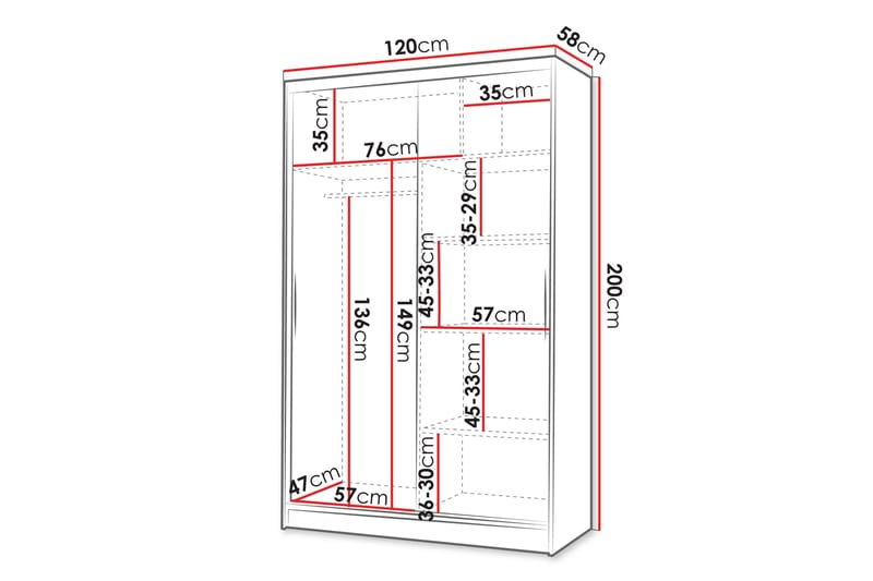 Liverpool Garderobe 120x200 cm - Beige - Oppbevaring - Klesoppbevaring - Garderober & garderobesystem