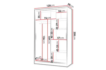 Liverpool Garderobe 120x200 cm - Grå - Oppbevaring - Klesoppbevaring - Garderober & garderobesystem