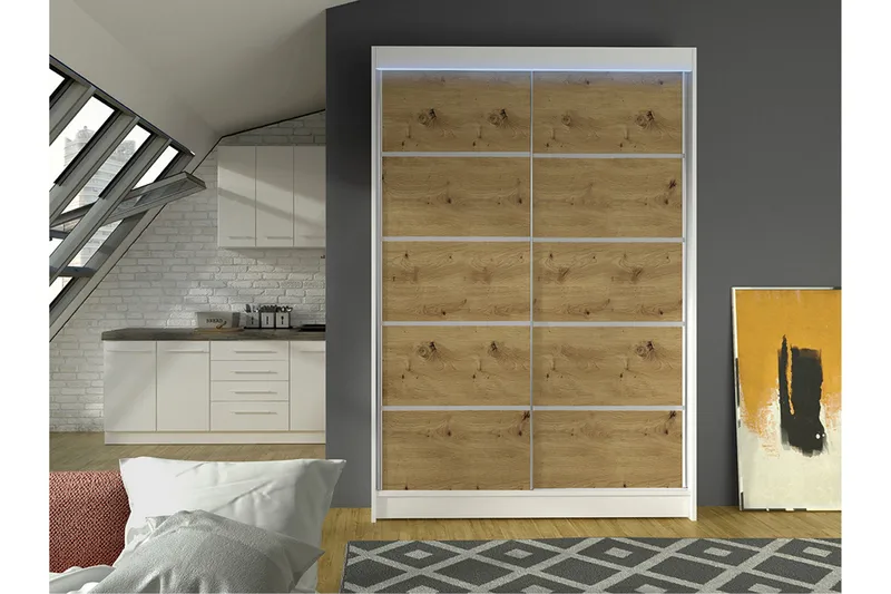 Liverpool Garderobe 120x200 cm - Hvit/Brun - Oppbevaring - Klesoppbevaring - Garderober & garderobesystem