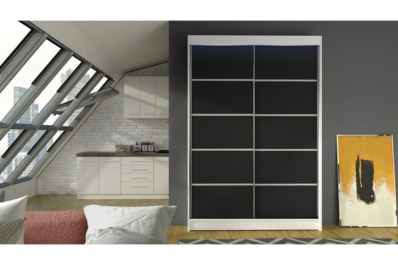 Liverpool Garderobe 120x200 cm - Svart/Hvit - Oppbevaring - Klesoppbevaring - Garderober & garderobesystem