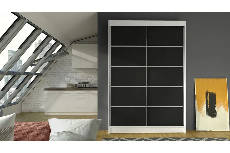 Liverpool Garderobe 120x200 cm - Svart/Hvit - Oppbevaring - Klesoppbevaring - Garderober & garderobesystem