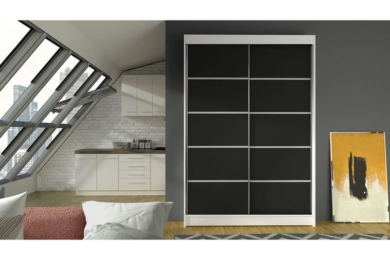 Liverpool Garderobe 120x200 cm - Svart/Hvit - Oppbevaring - Klesoppbevaring - Garderober & garderobesystem