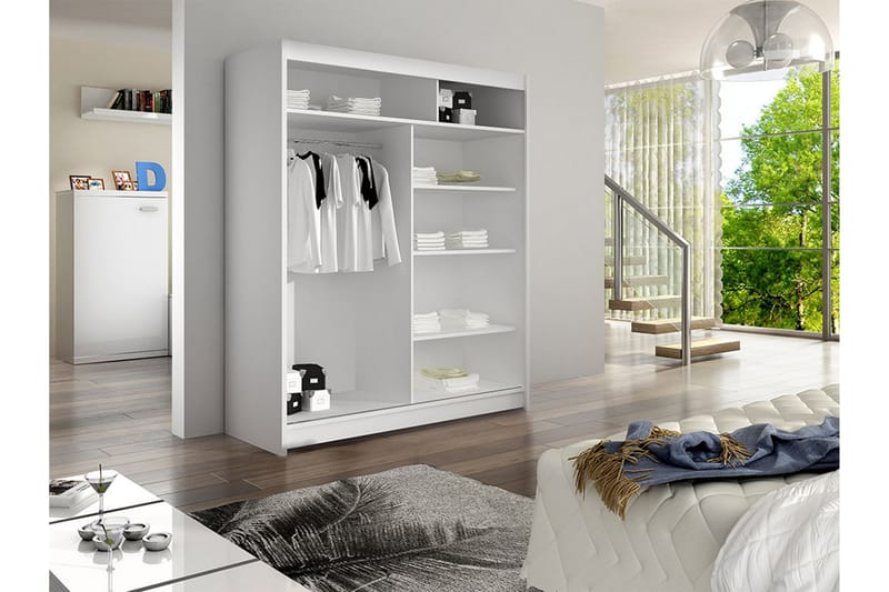 Liverpool Garderobe Med Speil 120x200 cm - Beige - Oppbevaring - Klesoppbevaring - Garderober & garderobesystem