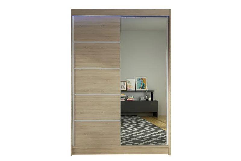 Liverpool Garderobe med Speil 120x200 cm, Beige