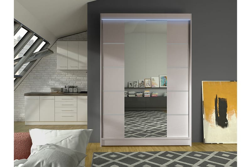 Liverpool Garderobe Med Speil 120x200 cm - Grå - Oppbevaring - Klesoppbevaring - Garderober & garderobesystem