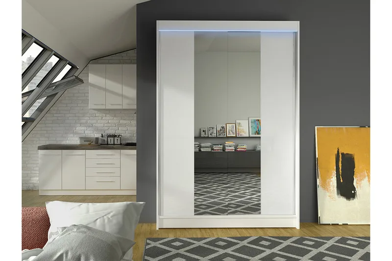 Liverpool Garderobe Med Speil 120x200 cm - Grå - Oppbevaring - Klesoppbevaring - Garderober & garderobesystem