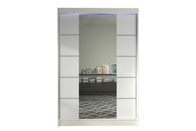 Liverpool Garderobe med Speil 120x200 cm, Hvit